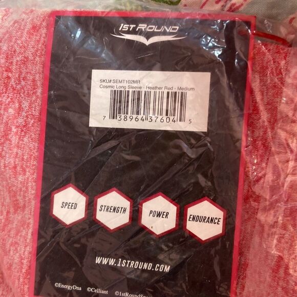 1st Round Red Long Sleeve Workout Shirt Size Medium Athletic Training Top - Picture 4 of 6